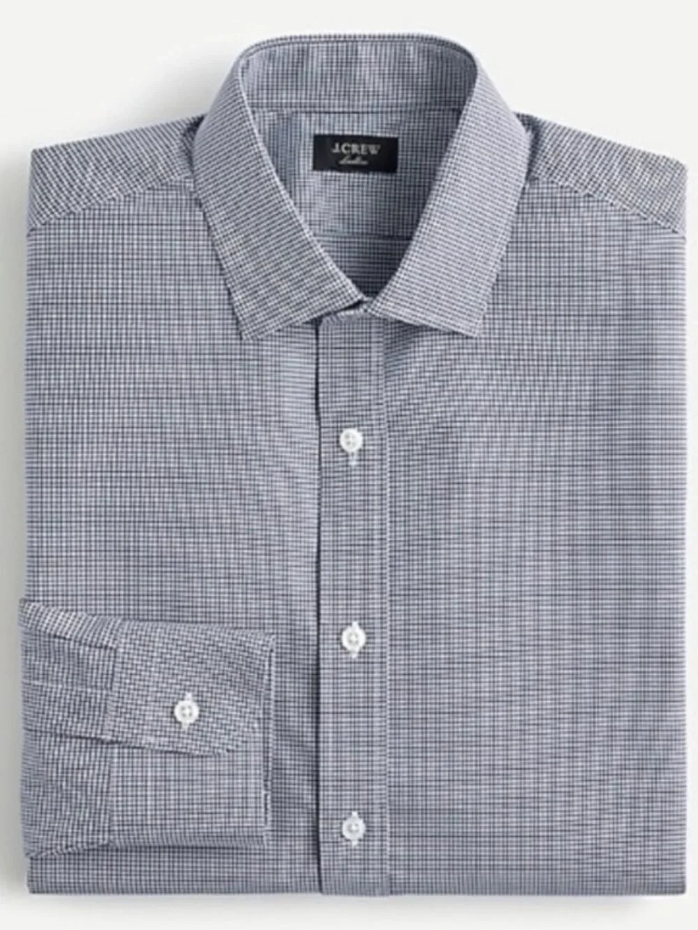 J. CREW Men's EUC Ludlow Slim-fit Stretch Gingham Dress Shirt Navy | Size 16/34